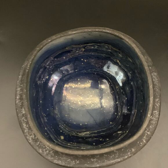 Candone Wharton Raku Pottery Basketweave & Glaze Vessel Bowl SIGNED with Lid - Picture 13 of 16